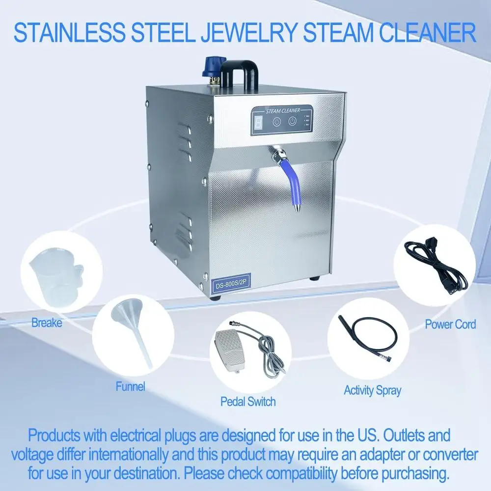 Professional Jewelry Steam Cleaner 1200W 2L High Pressure Efficient Watch Ring Cleaner with Adjustable Nozzles Automatic