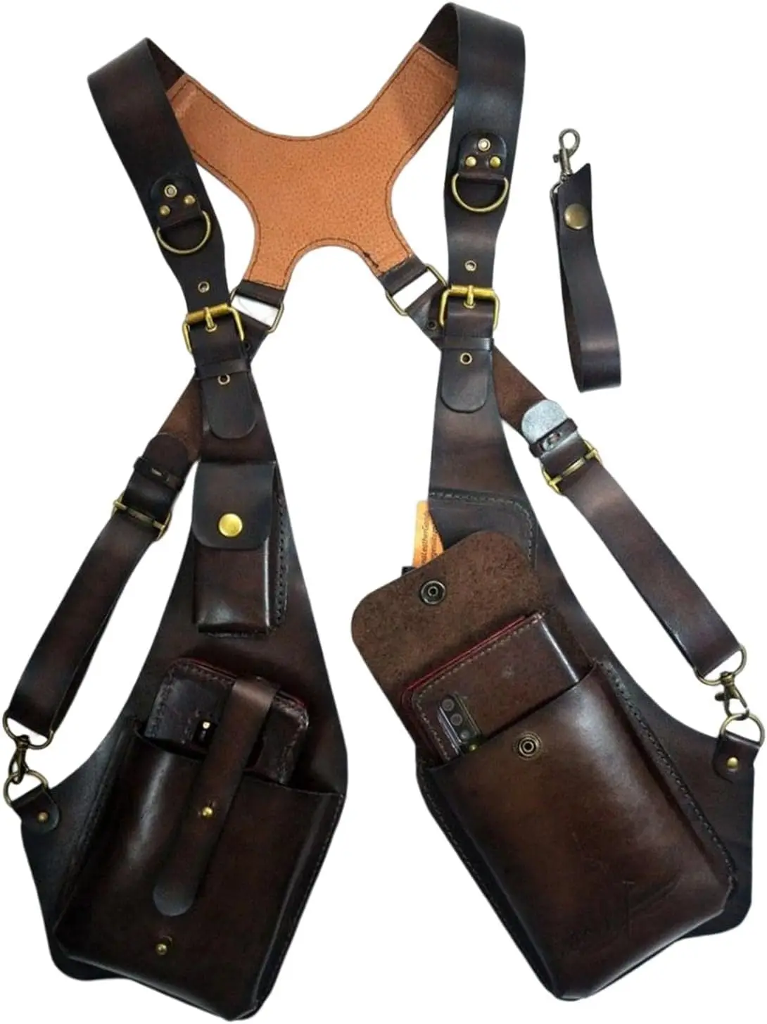 Fotografia 4: Bolsa de Ombro Retrô Europeia e Americana em Couro PU, Bolsa Quadrada para Celular Masculina e Feminina para Uso Externo, Ajustável