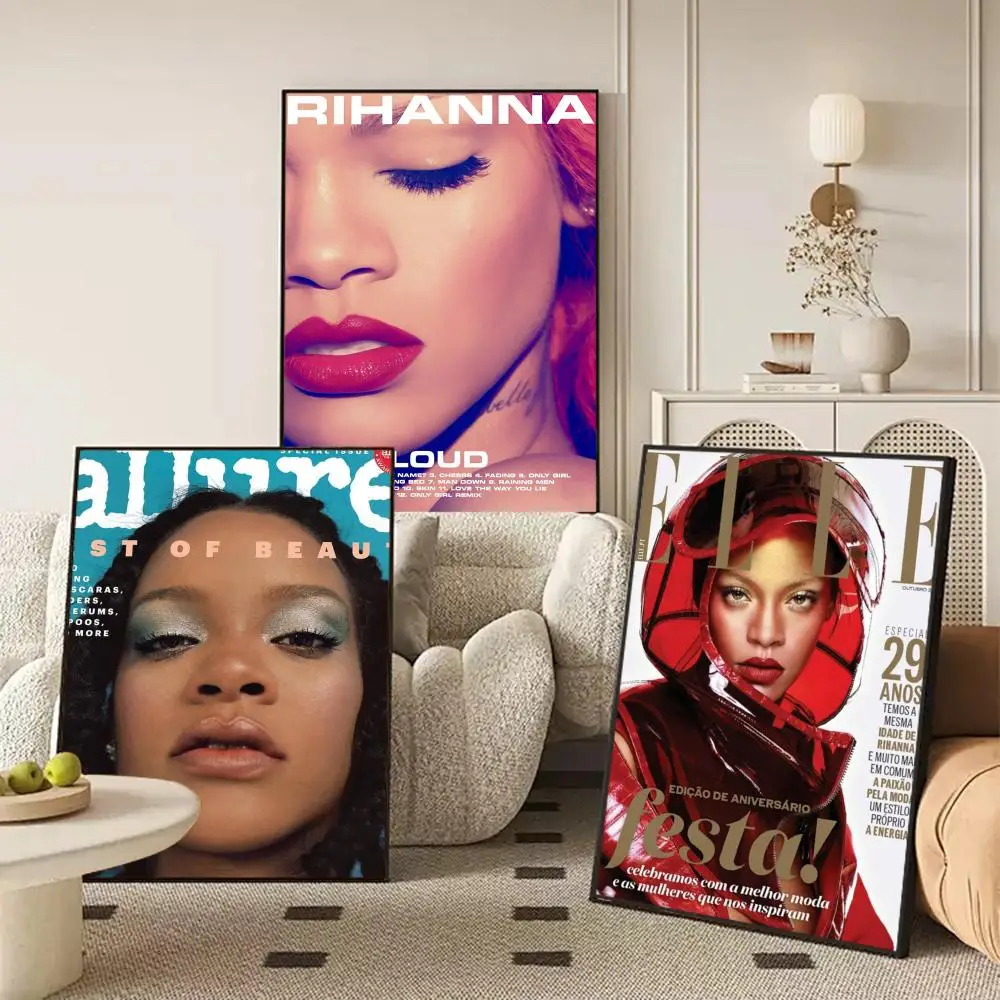 1 قطعة المغني R-ريهانا اللوحة الخط فرملس قماش ملصق جدار الفن مثالية للمدخل ديكور المنزل هدايا عيد #3