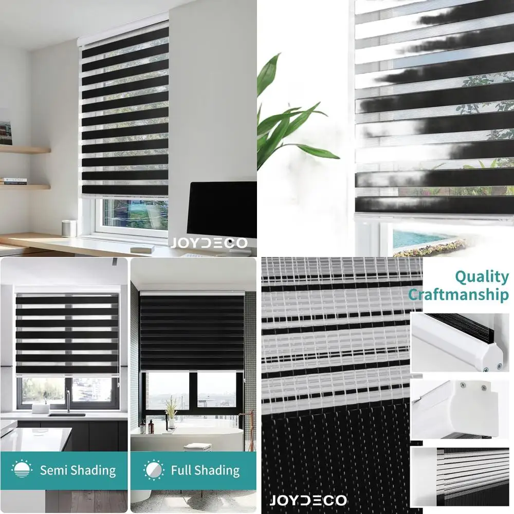 

Черные двухслойные жалюзи Zebra, 34x75, контроль конфиденциальности и освещения для окон