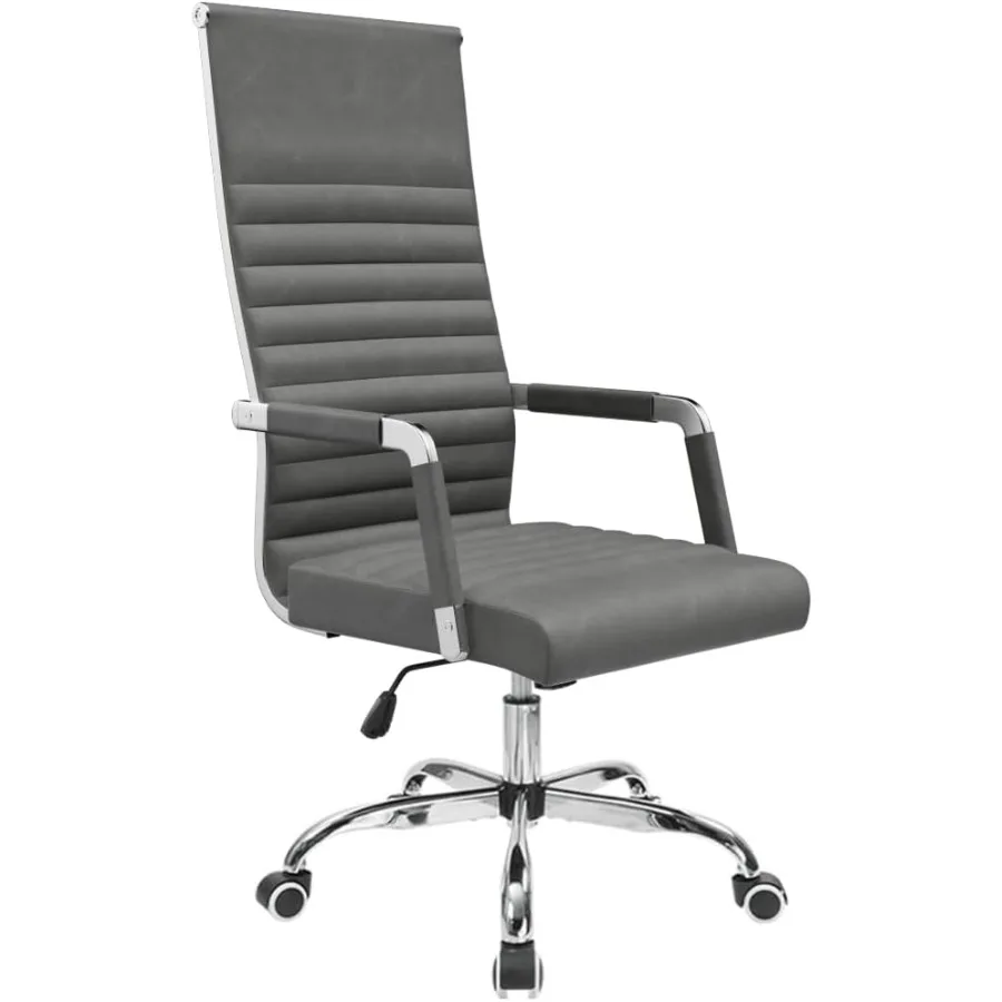 

Furmax Ribbed Office Chair High Back PU Leather Executive Conference Chair Adjustable Swivel Chair with Arms Bicolor Vintage Gr