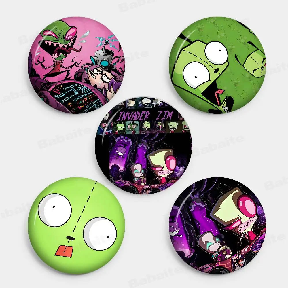 Invader Zim Hippie 58mm Handmade Brooch Cartoon Cosplay Badge on Backpack Jewelry Accessories Gifts