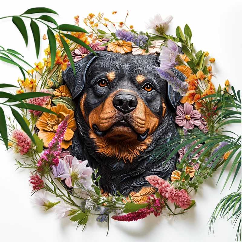 Pinturas decorativas rottweiler personalizadas, ornamentos de alumínio circulares, lápides de lembrança, presentes de Natal perfeitos