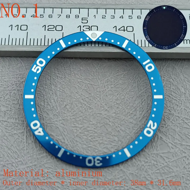 38mm * 31.6mm Pearl watch bezel suitable for SKX 007 SKX 009 flat glass case mounting spare parts aluminum bezel