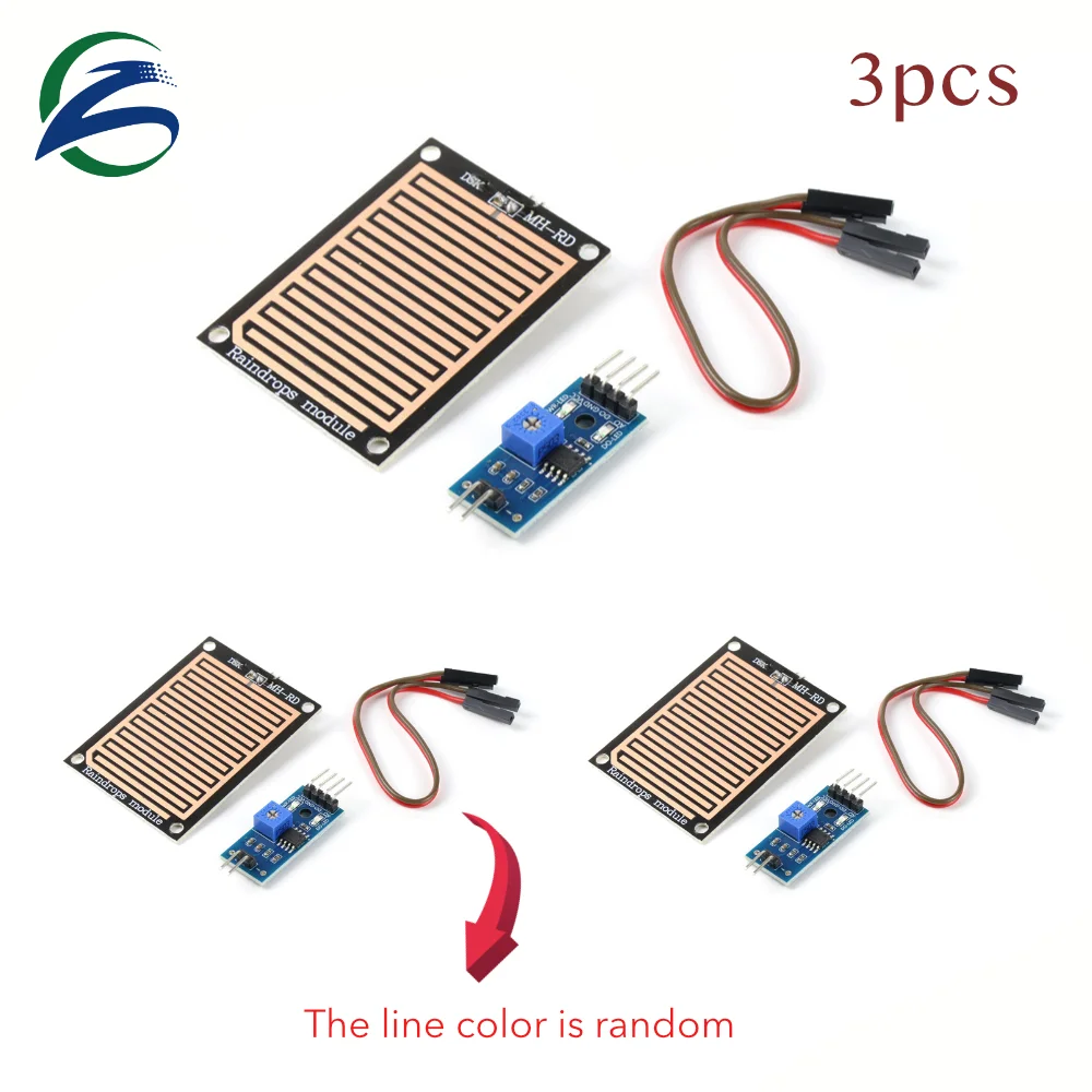 Módulo de sensor de lluvia LM393: detección de gotas de lluvia, monitor meteorológico de humedad y humedad con placa niquelada 3,3 V-5 V para Arduino