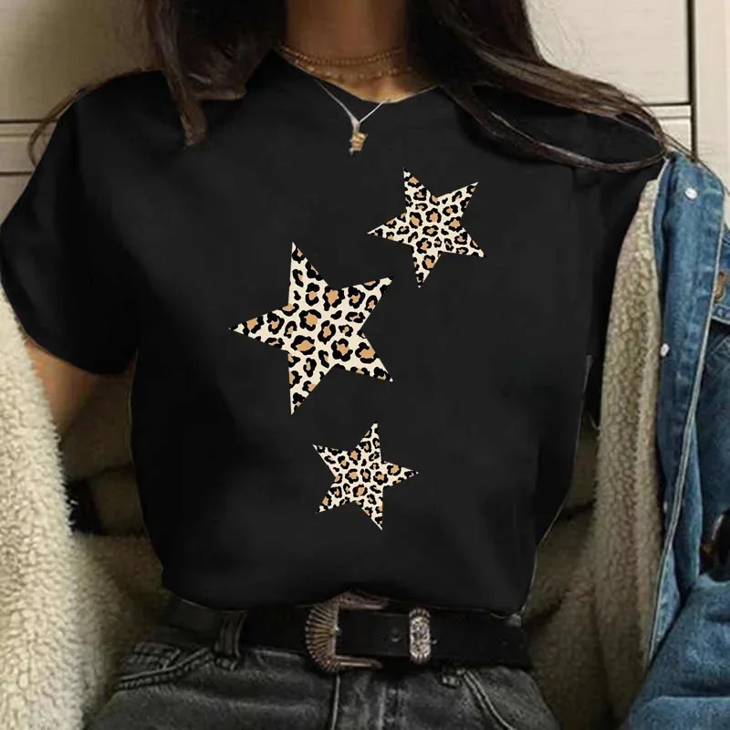 

100% Cotton Summer Fashion Geometric Pattern Printed Round Neck Harajuku Base Shirt Half Sleeve Large Size T-shirt Woman