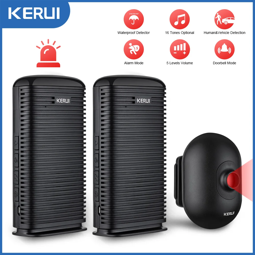 KERUI DW9 Wireless Driveway Garage Alarm Welcome Burglar Alarm Waterproof Outdoor PIR Motion Sensor Detector Security Protection