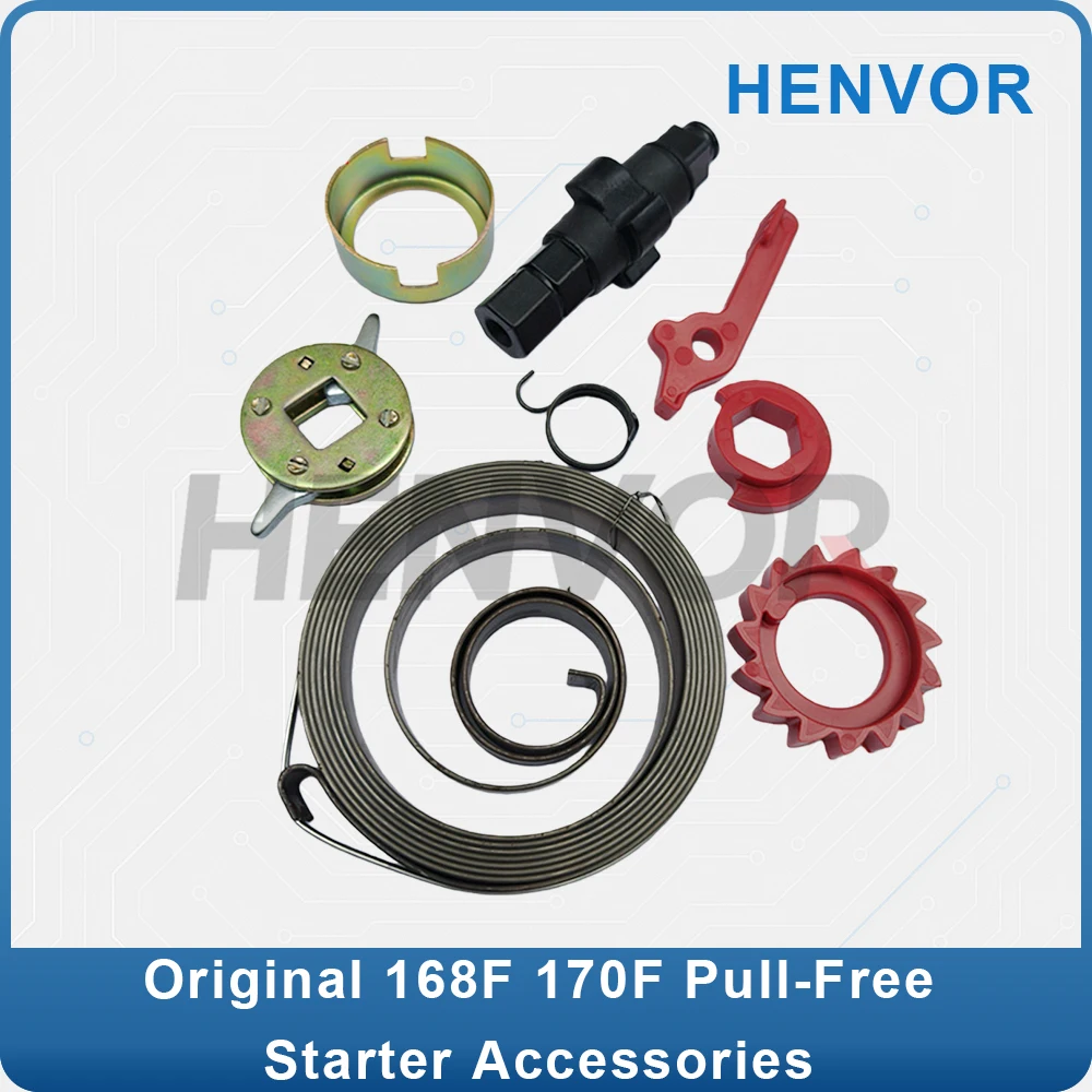 168F 170F Hand Crank Starter Plastic Gear Spring Housing Repair Kit Loose Parts For Small Engine Generator Micro Tiller