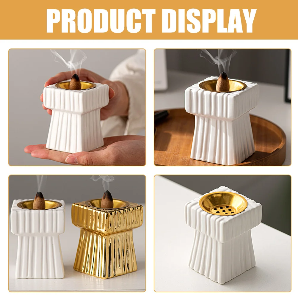 

Ceramic Incense Holder Chinese Style Incense Burner Cone Stick Holder Desktop Aromatherapy Home Office Censer Decor