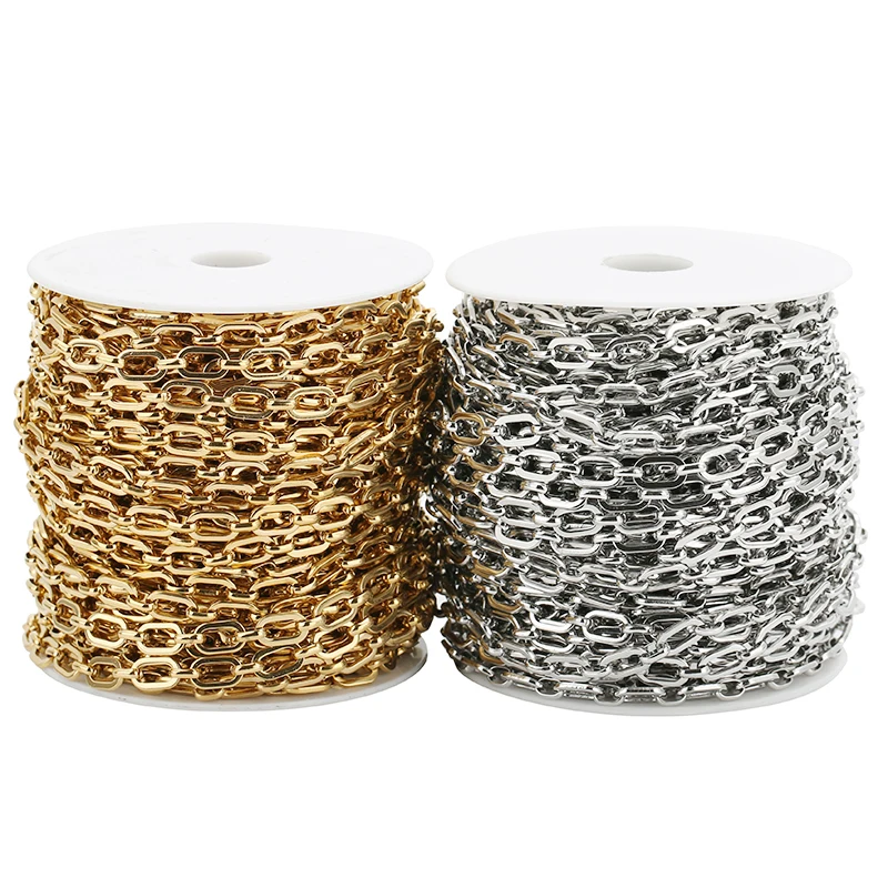 Lien carré en acier inoxydable sans décoloration, collier à faire soi-même, bracelets, bijoux, fournitures exécutives, largeur 6.5mm, 1 mètre