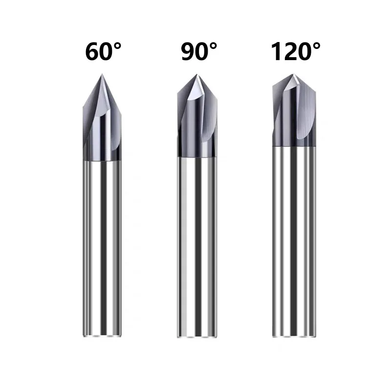 HRC56 3 Flutes Chamfer Milling Cutter 60 90 120 degrees CNC Router Bits Engraving Endmill Tools