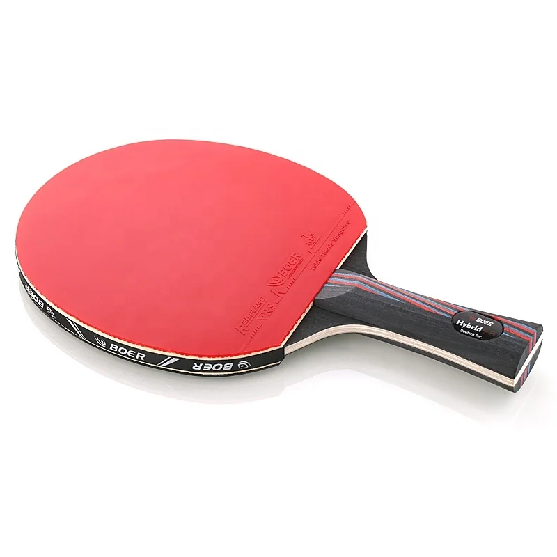 Boer 6 Star Professional Table Tennis Racket Carbon Ping Pong Racket Horizontal Straight Grip Paddle Pingpong Bat with Bag 1PCS