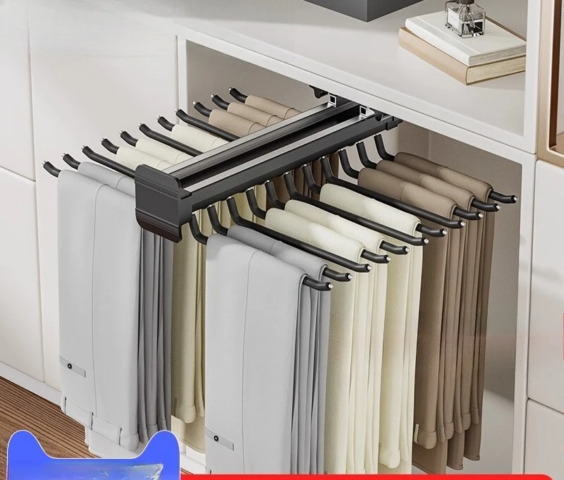 Pants Rack Telescopic Wardrobe Home Telescopic Pants Rack Pull-out Top-mounted Rack Built-in liding Rail Hardware Accessories