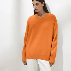 Hirsionsan maglione di cachemire lavorato a maglia regolare di base donna 2023 nuovo inverno pullover larghi da donna solidi maglione di maglieria Casual caldo