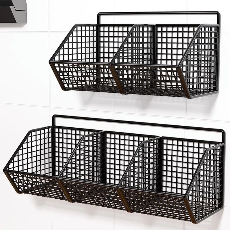 Perforation-Free Kitchen Storage Basket , Wall Hanging Seasoning Rack, Cabinet Small Hanging Basket, Storage Rack