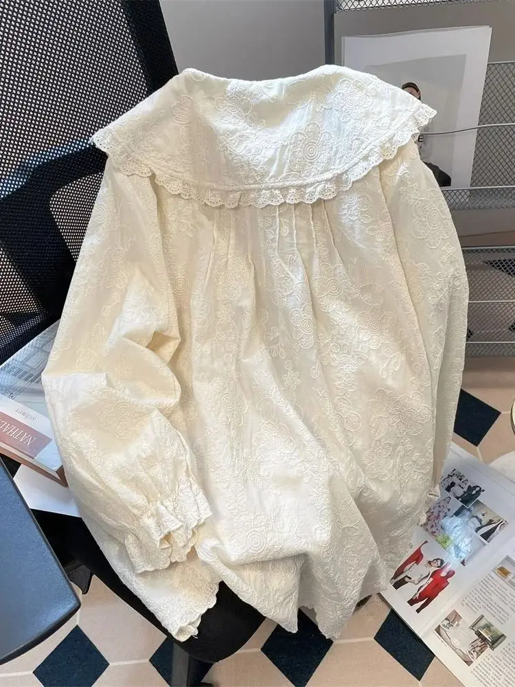 Losse Kanten Kraag irt voor plus Size Vrouwen Lente Herfst Knoop Tie Drapey Bovenkleding Meisje Sle Button ort Sve