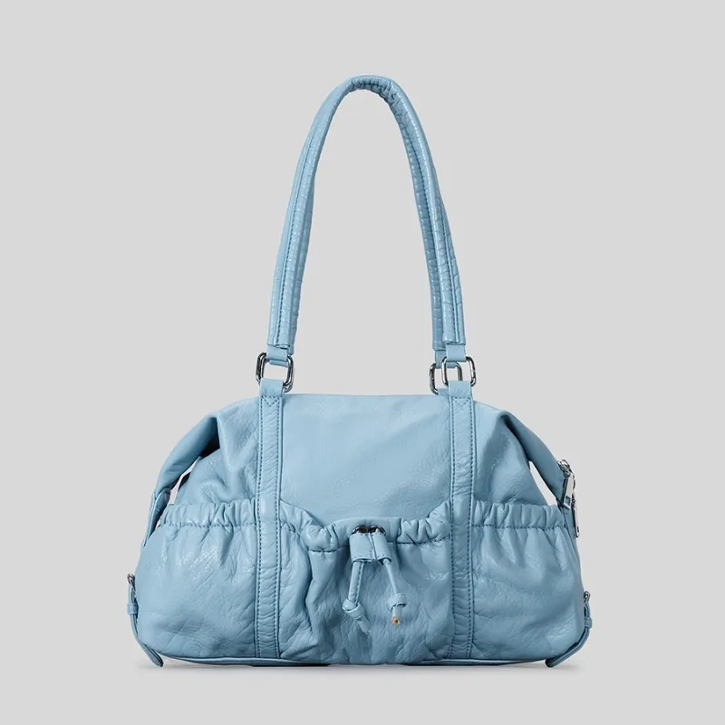 

Retro Crossbody Bags for Women Shoulder Bags Pleated Soft Leather Bowling Bag Purse and Handbags Designer Bags Сумка Женская Sac