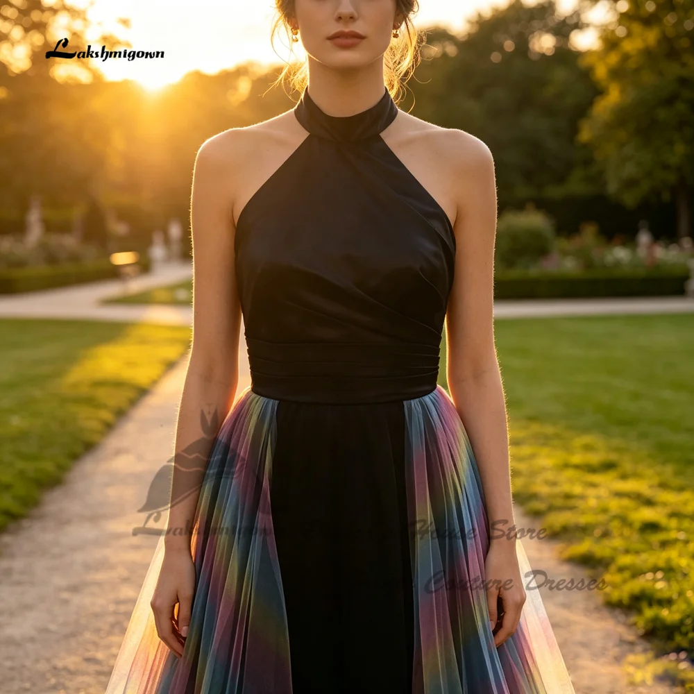 Lakshmigown Regenbogen Schwarze Hochzeitskleider Neckholder 2026 Vestidos Gothic Country Brautkleider Rückenfrei Maßanfertigung – Detail 4