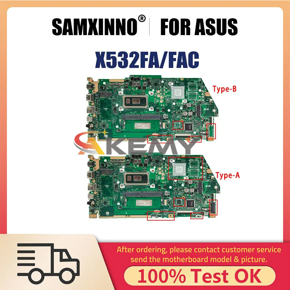 

Notebook Mainboard For Asus X531FA X532FAC X532FLC X531F X532F S531F Laptop Motherboard With i3 i5 i7 8th 10th CPU 4G 8G RAM