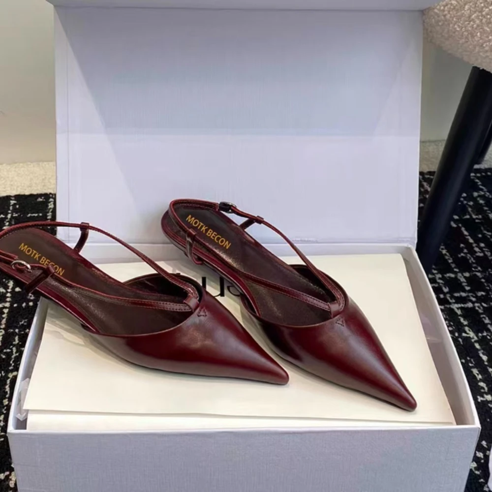 

2026 Fashion Brand Shoes Women Slippers Pointed Toe Thin Low Heels Pumps for Party Dress Shoes Elegant Pumps Shallow Mujer