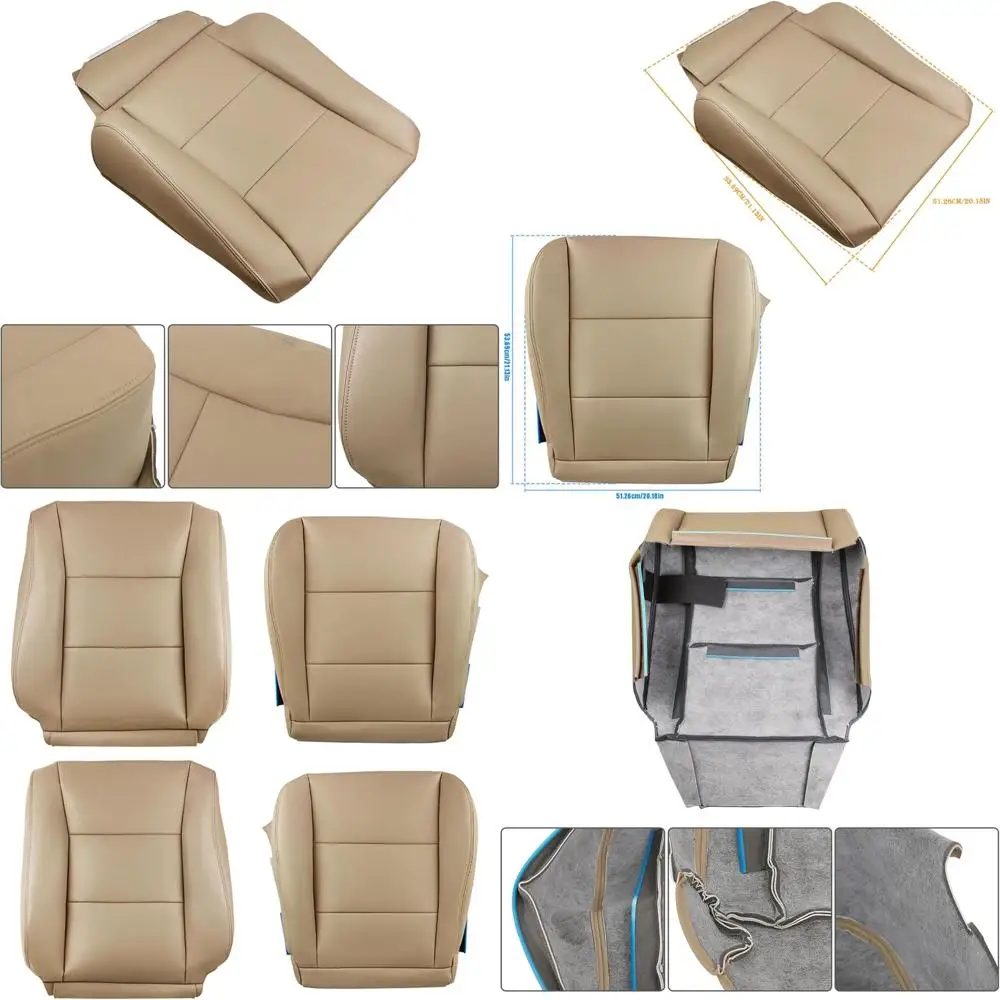 

labwork Front Driver and Passenger Side Bottom and Top Lean Back Tan Artificial Leather Seat Cover Replacement for Toyota Land C