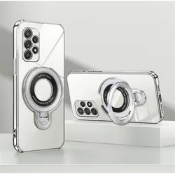 Luxury Transparent Plating Magnetic Bracket Case For Samsung A53 A13 A23 A33 A52 A32 A22 A12 A72 A73 4G 5G Stand Holder Cover