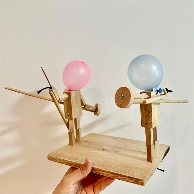 Balloon Bamboo Man Battle Wooden Bots Battle Game Two-Player Fast-Paced Balloon Battle Game With 100/20 Balloons Gift Toy