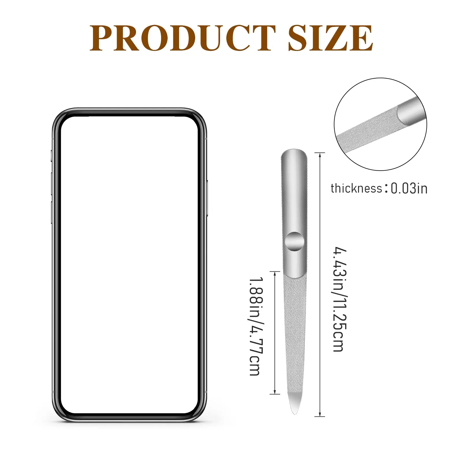 2 Pcs Nail File Stainless Steel Metal Files for Natural Nails Double Side Buffer with Anti-Slip Handle for Home Salon