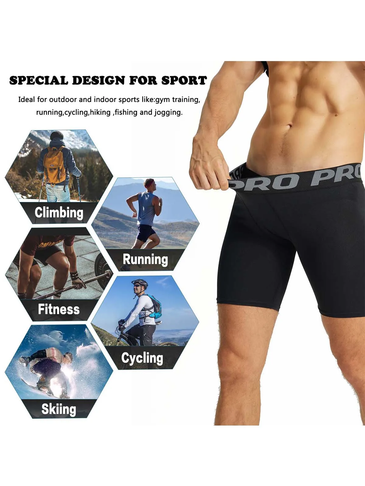 Men's Summer Polyester Sports Shorts, Athletic Running Shorts for Gym Fitness Workout Training, S-2XL