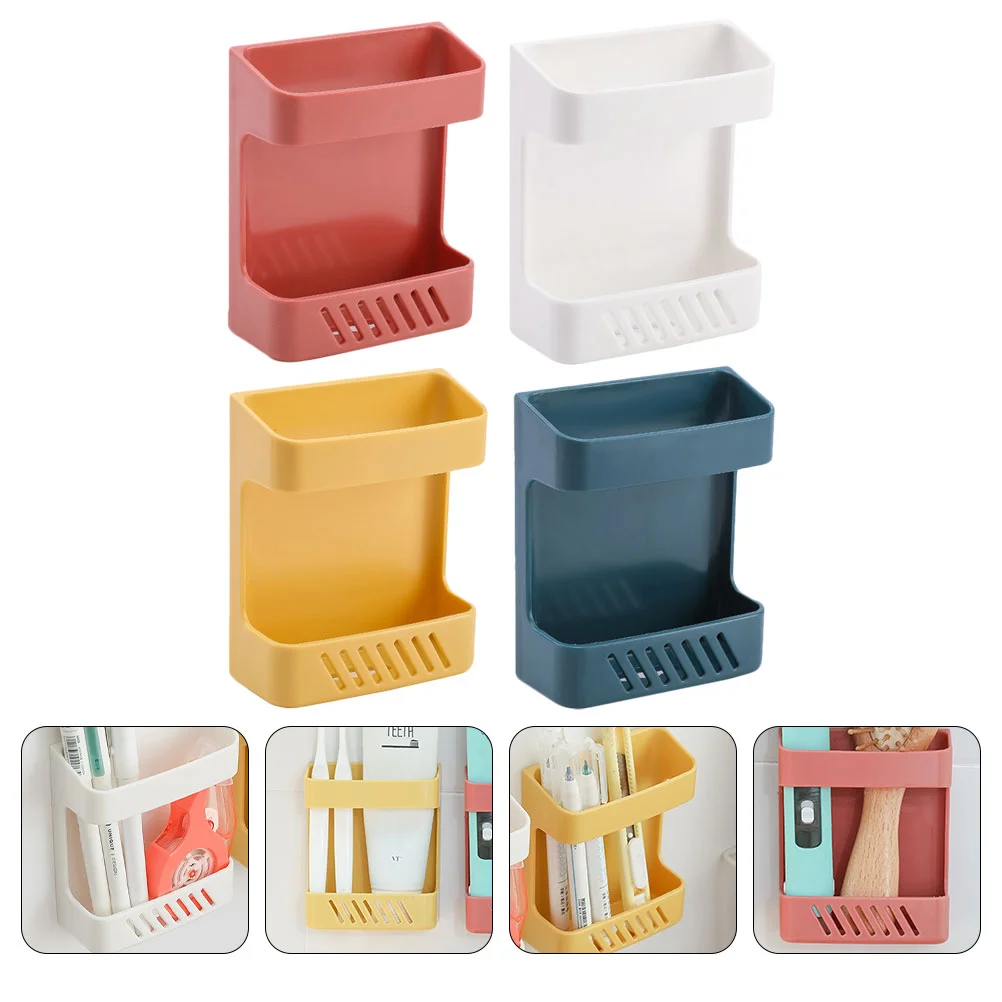 

4 Pcs Storage Shelves Rack Container Wall Case No Punching Hanging Holder Wall-mounted