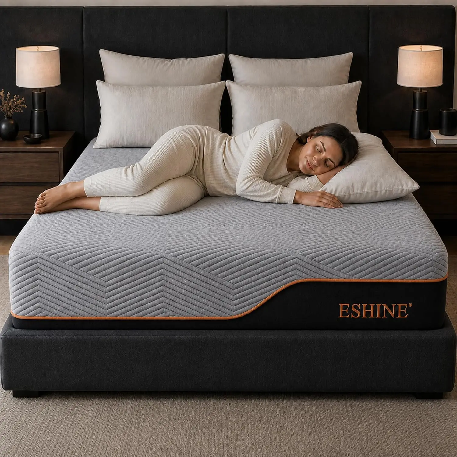 US-Made Cooling Mattress, CertiPUR-US Certified,Green Tea Infused, Mattress in a Box, Dark Grey
