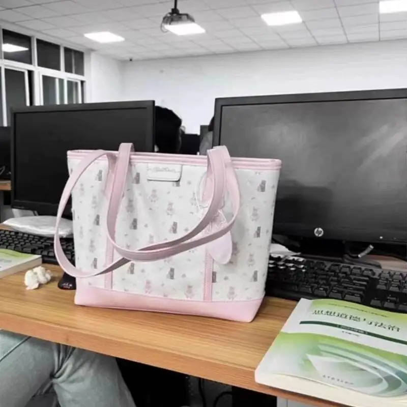 Y2k Aesthetic Cartoon Print Shoulder Underarm Bag Fashion Chic Contrast Color Women's Handbags New Sweet Casual Kawaii Tote Bags