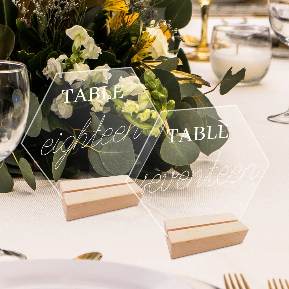 Imagem -05 - Números de Tabela em Branco Acrílico Claro Marcador de Assento de Casamento Cartão do Lugar Faça Você Mesmo Festa Centerpiece Decoração Suprimentos 20 Pcs