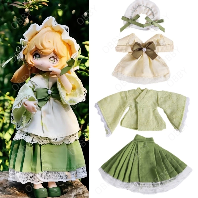 

Комплект одежды для кукол BJD 1/12: зеленое платье принцессы для OB11, GSC 1/12, Obitsu 11, Molly, YMY, GSC Body, OB11.