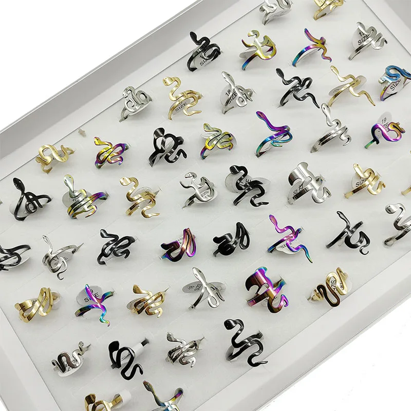 50pcs/Lot Wholesale Thin New Design Stainless Steel Finger Rings For Women Party Decorate Jewelry Mix Style And Size Girl Gifts