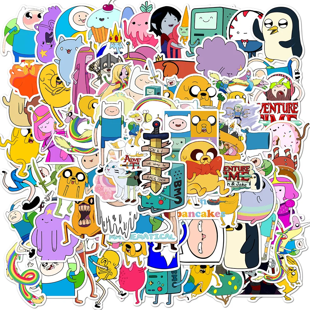 100Pcs Adventure Time Stickers Cartoon Animation Luggage Scooter Laptop Refrigerator Graffiti Stickers Decorative Toys