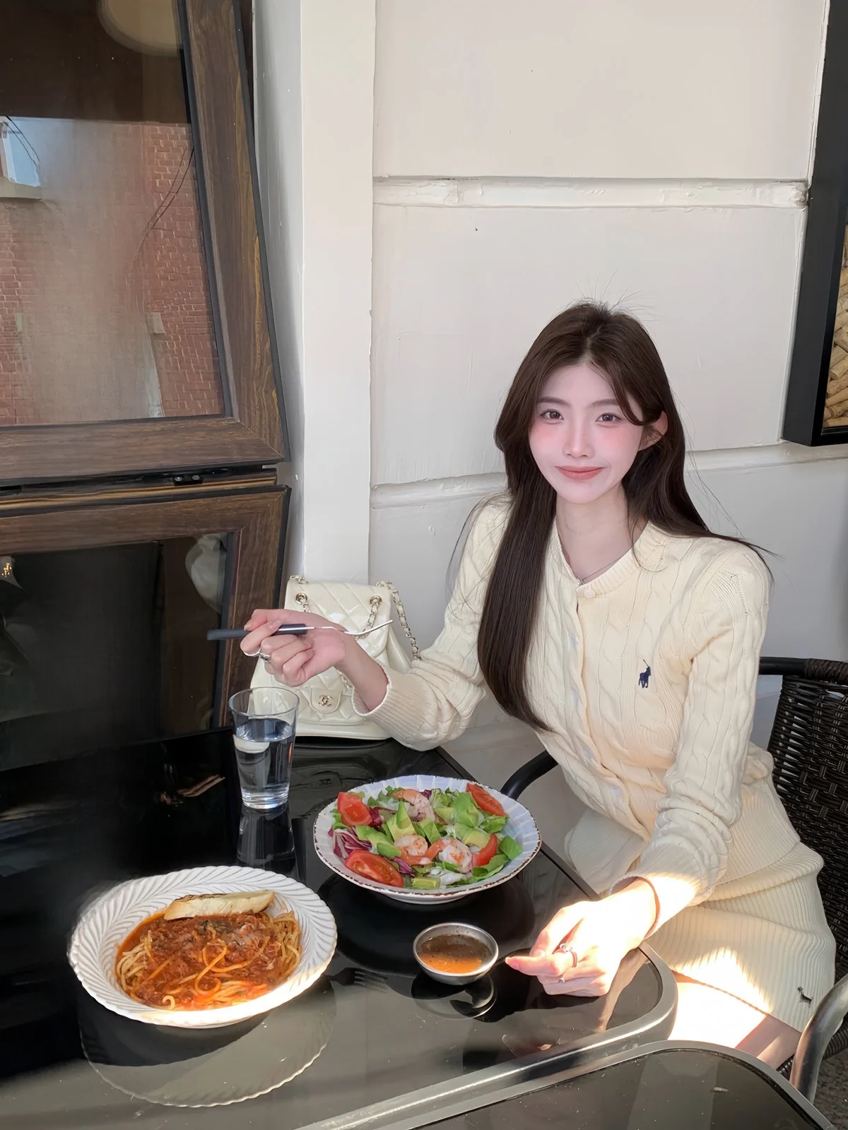 

White Water Women's Oxygen Shirt Knitted Lace Open Cardigan Slim Fit Lazy Style Early Autumn Vintage Thickened Top