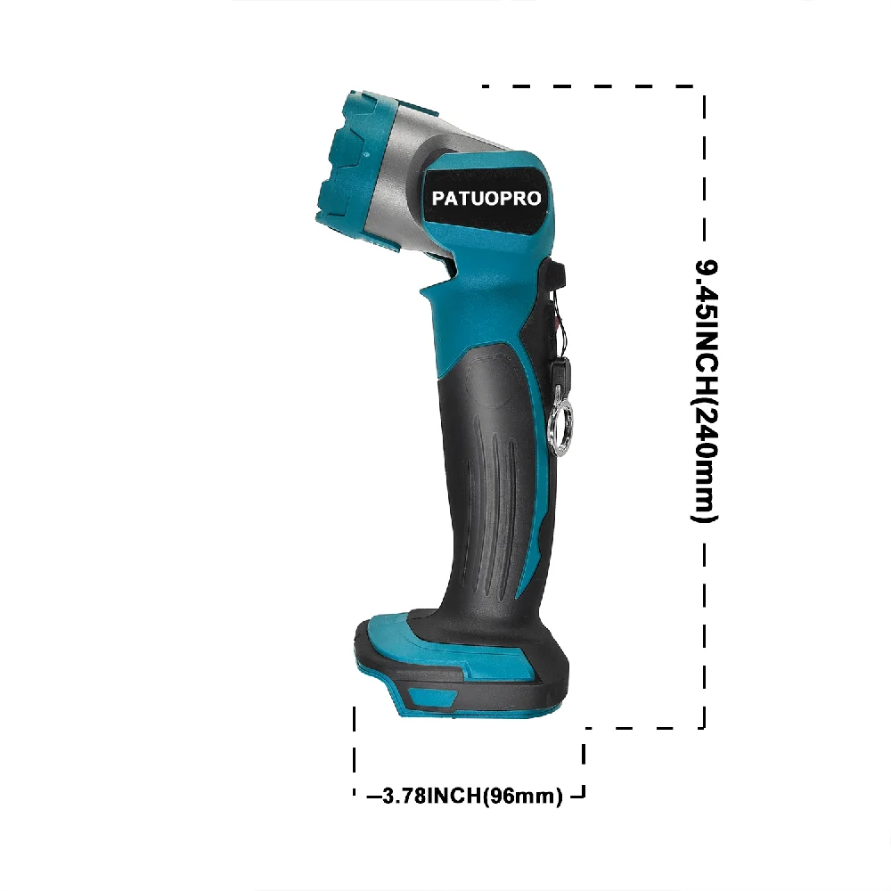 Imagem -02 - Patuopro Lanterna Led sem Fio Portátil ao ar Livre Holofote de Carregamento Reparação Holofote Portátil Compatível Makita 18v Bateria