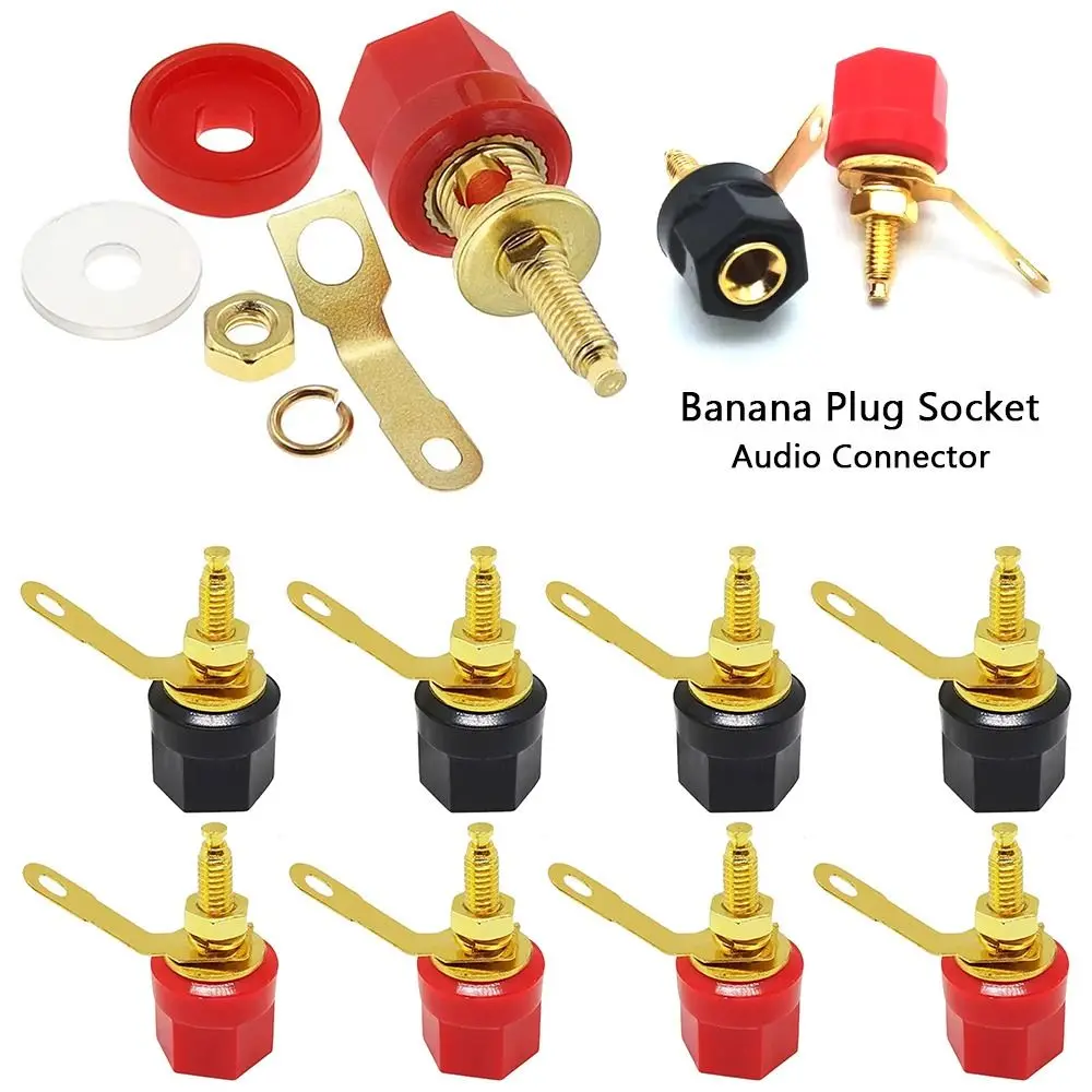 1Set New Gold Plated Speaker Binding Post 4mm Hex Head Banana Plug Socket Audio Connector Amplifier Video