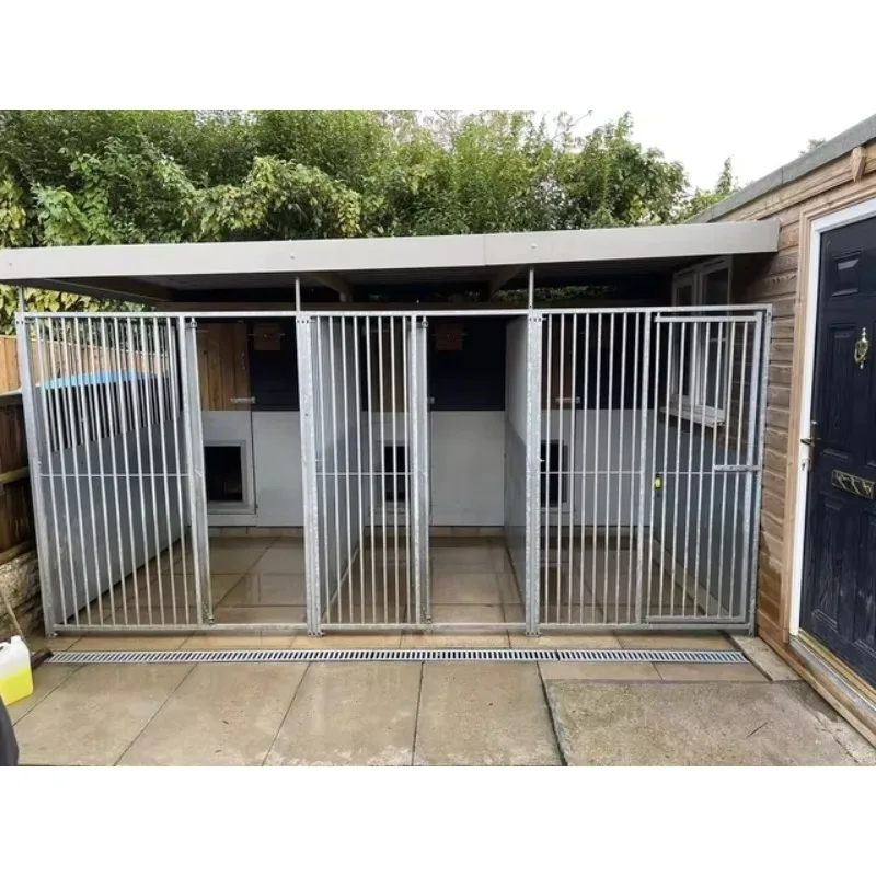 Customized Large Outdoor Galvanized Water-proof Dog Cage Metal Dog Kennel/Playpen with 3D Modeling for Farm Fencing view 3