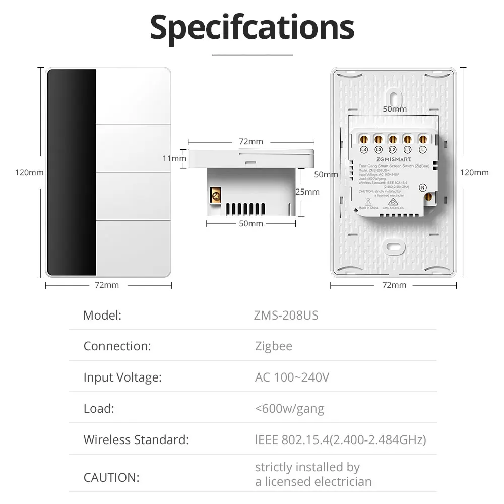 Zigbee diy nome interruptor grande botão de pressão trabalho com tela tuya interruptor de luz parede inteligente alexa google casa controle voz