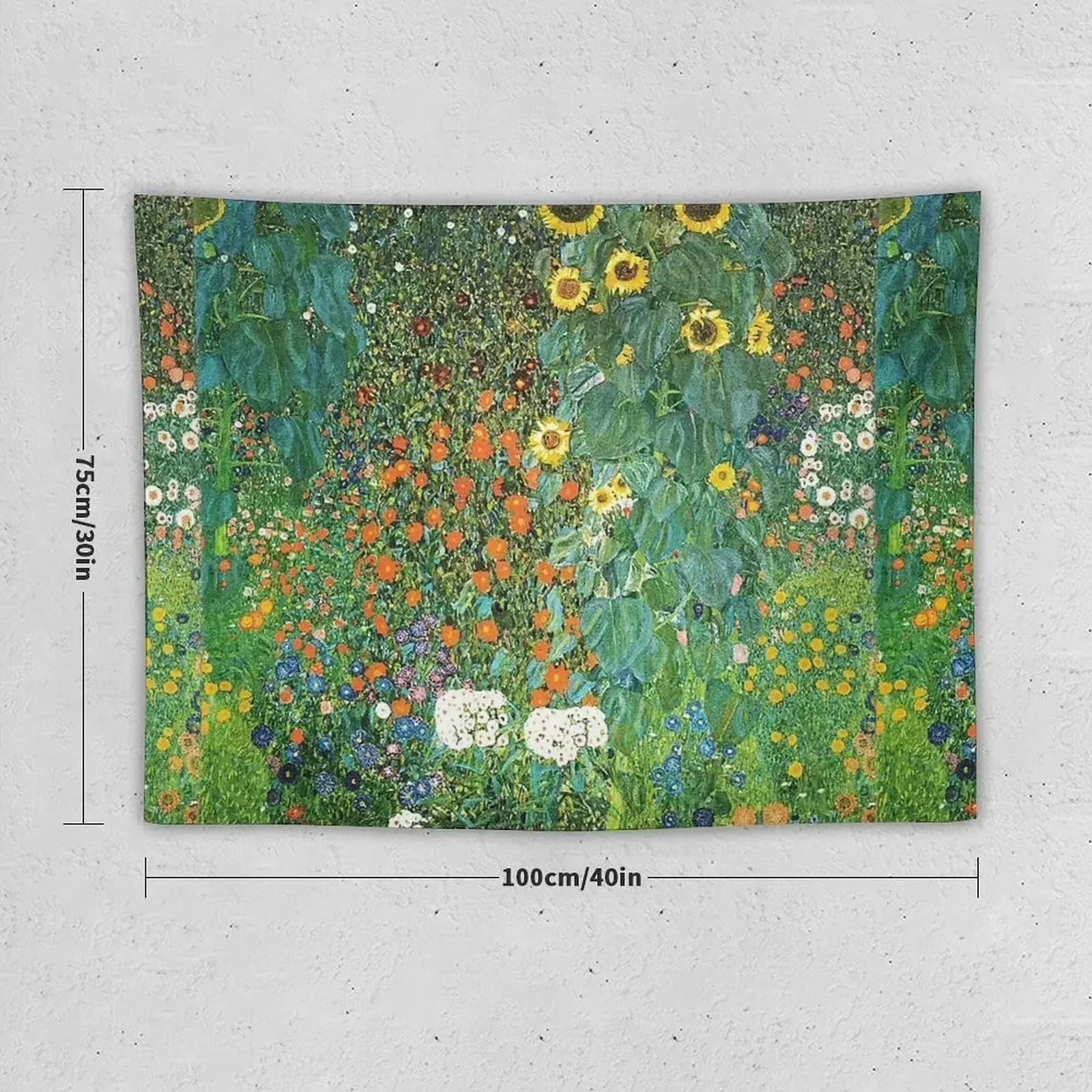 HD Country Garden With Sunflowers , by Gustav Klimt 1905-06 HIGH DEFINITION Tapestry Bedroom Decor Wall Decor Tapestry