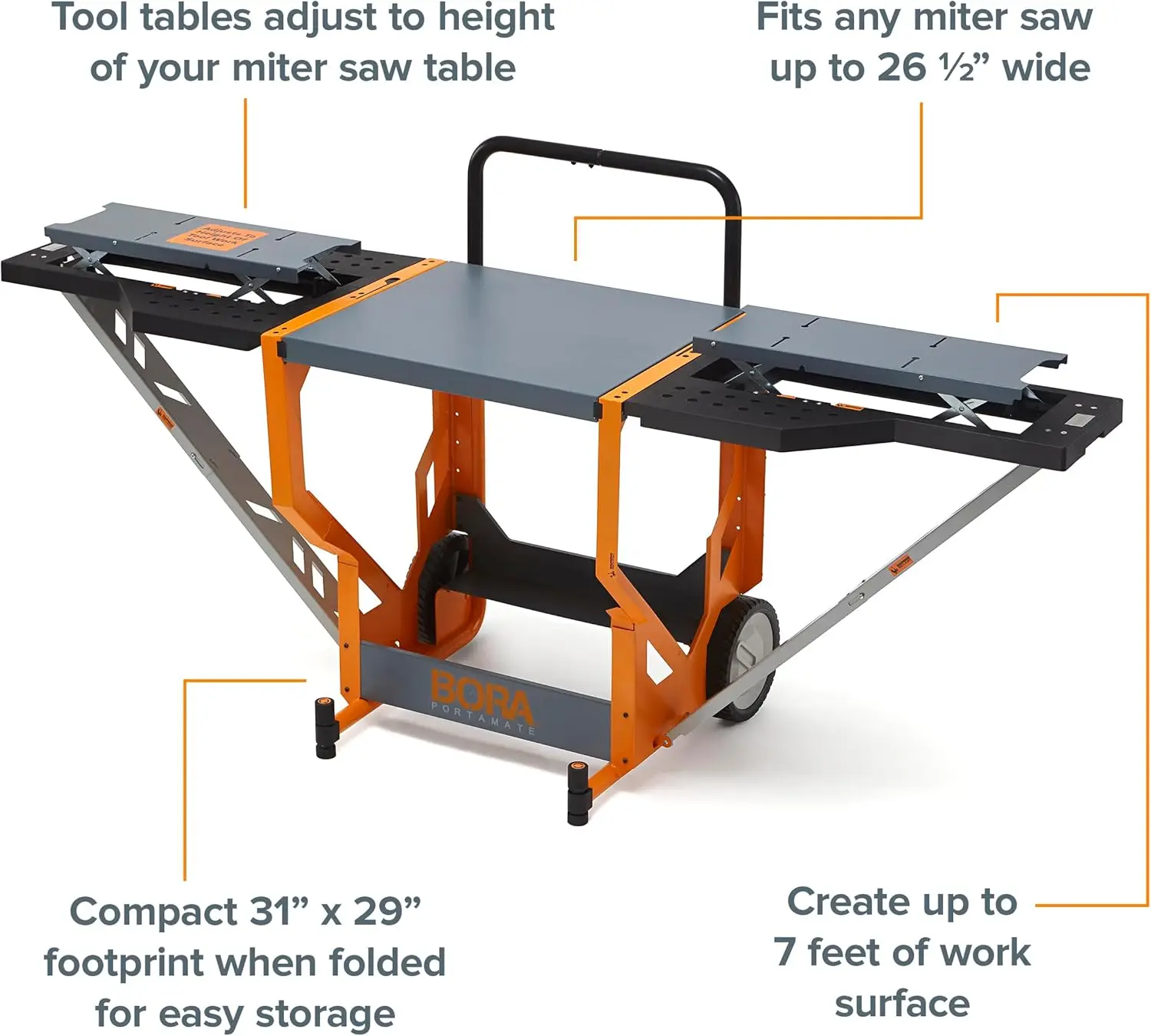 Miter Saw Stand Work Station 400 Lbs Max Weight Portable Rolling Table Saw Stand Workbench with Folding Wing