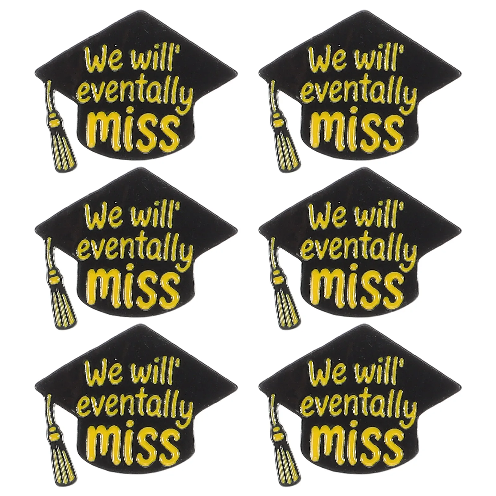 

6 Pcs Doctor Hat Brooch Graduation Boutonniere Pin Garment Pins Badge Collar Backpack Class of 2025 Zinc Alloy Present