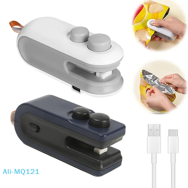 【M】غلق أكياس صغيرة، 2026 جديد 2 في 1 سدادة طعام مغناطيسية، أداة سدادة أكياس رقاقة قابلة لإعادة الشحن عبر USB