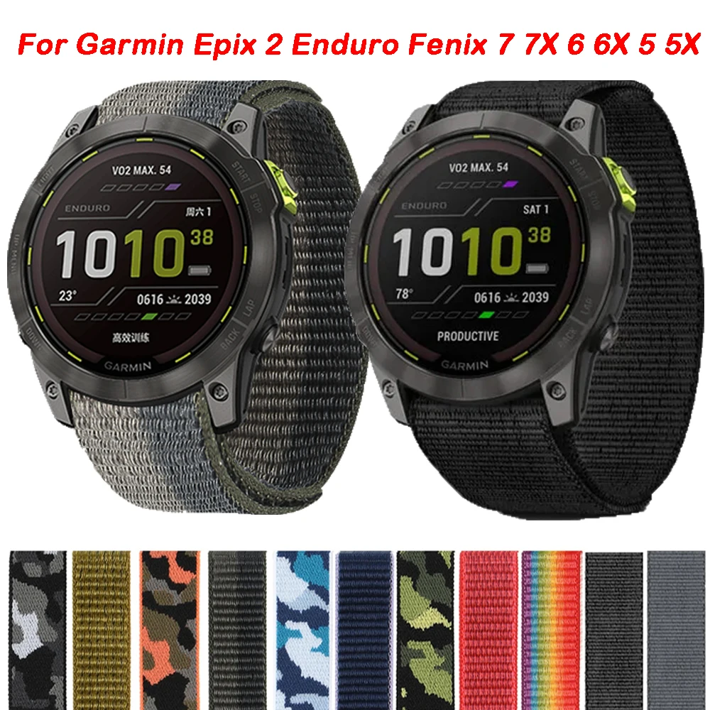 26mm 22mm Hakens ch laufe Nylon band für Garmin Epix Gen 2 Enduro 2 935 945 955 Fenix 7 7x6x6 pro 5 5x plus Smartwatch Armbänder