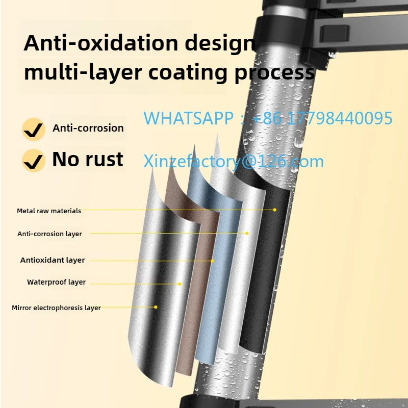 Aanpasbare huishoudelijke opvouwbare roestvrijstalen telescopische ladder Indoor multifunctioneel ladderrek Aluminium liftmotor