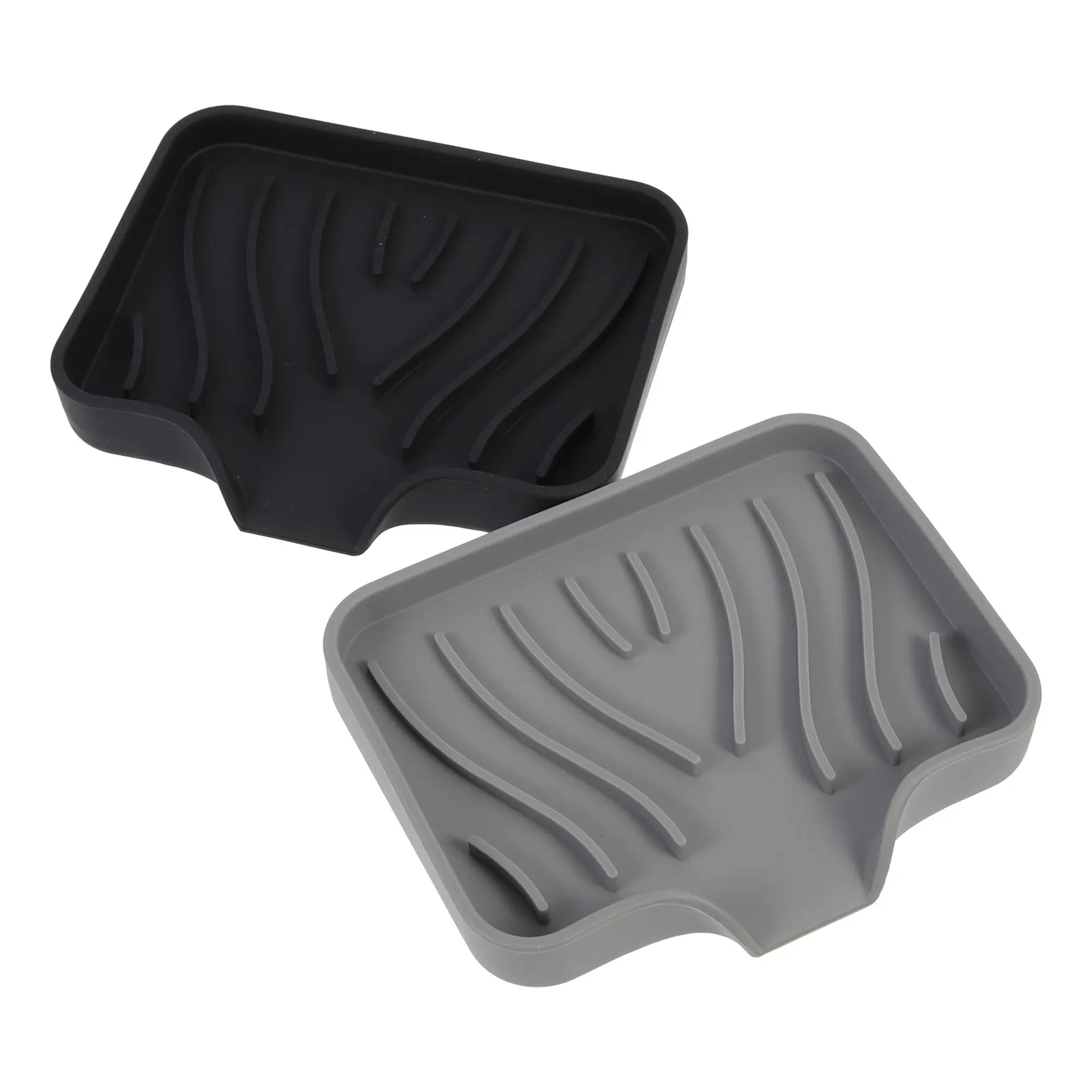 

2 Pcs Soap Drainer Holder with Spout Dish Bathroom Storage Container Tray Silica Gel Self Draining