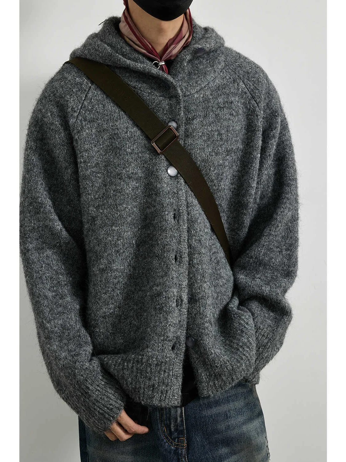 

Loose Fit Men's Knitted Cardigan Sweater Button up Hoodie Casual Sle Retro Japanese Vintage Lazy Feel Winter Outerwear