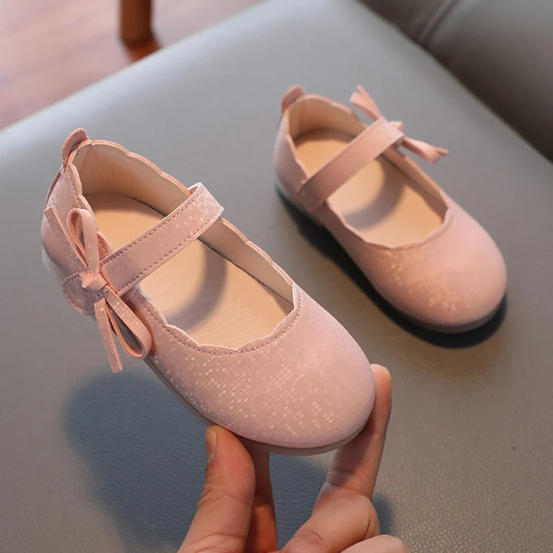 Children PU Leather Shoes Baby Girls Princess Shoes First Walker Soft Bottom Non-Slip Flats Shoes Baby Wedding Party Flats Shoes